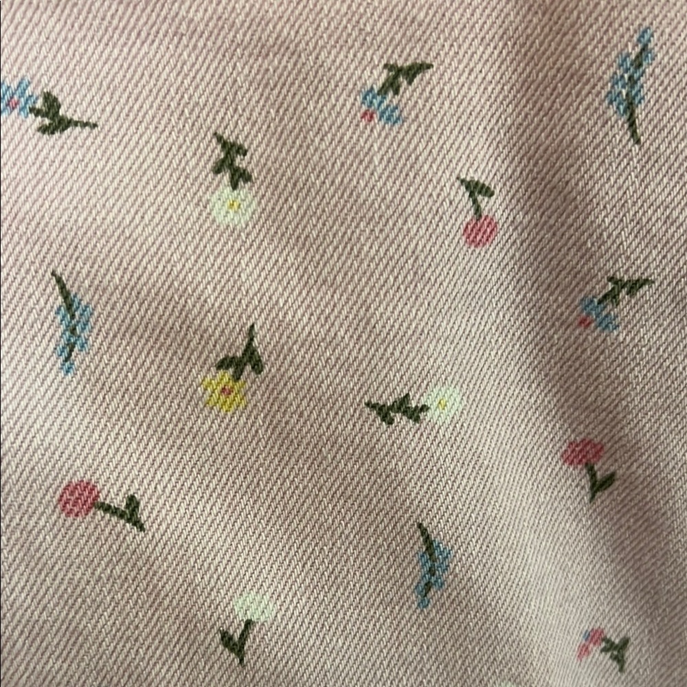 Old Navy Pink High Rise Baggy Wide Leg Pink Floral Pattern Jeans - Picture 4 of 5